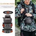 OVERMONT Camping Cookware Set Outdoor Cooking Kettle Mess Kit Pots Pans Ultralight Portable for Backpacking Hiking Picnic Fishing Mountaineering - Image 6