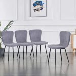 GOLDFAN Solid Wooden Dining Table and 4 Chairs Set Round Kitchen Home Table with Cord Dining Chairs Dining Room Furniture,100CM/Grey - Image 7