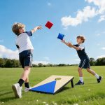 simpa Portable Cornhole Outdoor Game Set: 90 x 60 cm / 3ft x 2ft Double Set Corn Hole Bean Bag Toss Game with 8 Bean Bags & 2 Cornhole Boards. - Image 6