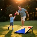 simpa Portable Cornhole Outdoor Game Set: 90 x 60 cm / 3ft x 2ft Double Set Corn Hole Bean Bag Toss Game with 8 Bean Bags & 2 Cornhole Boards. - Image 9