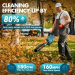 Leaf Blower Cordless, 8000mAh Battery with Fast Charger, Lightweight Electric Garden Blowers with Turbo Boost, 257 km/h & 3 Speed Levels for Lawn Care,Yard,Garage,Leaves,Snow,Dust,and Debris Removal - Image 3