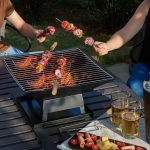 Parkland Square Fire Pit with BBQ Grill Heater Outdoor Garden Black Barbeque Metal Brazier Patio Decor Firepit Stove Portable Heat Mesh Cover for Camping or Picnics - Image 3