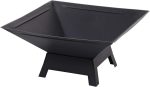 Parkland Square Fire Pit with BBQ Grill Heater Outdoor Garden Black Barbeque Metal Brazier Patio Decor Firepit Stove Portable Heat Mesh Cover for Camping or Picnics - Image 4