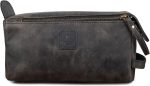 Genuine Leather Travel Toiletry Bag for Men & Women – Unisex Water-Resistant Travel Dopp Kit, Shaving Organizer & Compact Bathroom Essentials- Chalkboard Grey - Image 3