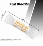 Abma Cord 550 Paracord 4mm 15m Rope 7 Strands Type III Parachute Cord for Crafting, Camping, Survival, Outdoor - Max. 250kg - White - Image 3