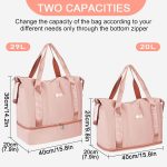 CS COSDDI Travel Duffel Bag, 29L Weekend Bag with Trolley Sleeve, Dry & Wet Seperated Sports Gym Bag Waterproof Bag Carry On Bag for Women Men Weekender Tote Bag Hospital Bag Cabin Bag - Image 4