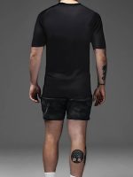 Mens Athletic Shirt Short Sleeve Shirt Ideal for Sports and Casual Wear Breathable and Lightweight Performance Apparel, Black3, Large - Image 3