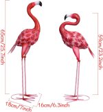 XONOR Metal Flamingo Garden Statues Red Flamingo Yard Art Outdoor Sculptures for Home Patio Lawn Backyard Décor, Set of 2 - Image 3