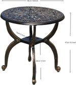 Outdoor Cast Aluminium Side Table, Patio Side Table, Backyard, Pool, Indoor, Easy Maintenance, Weather Resistant Coffee Table, Porch Table, Bistro Table (47Round Antique Copper) - Image 4