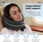 Travel Pillow for Adults | Memory Foam 360 Degree Neck Support with Removable Pillow Case | Includes Travel Bag, Eye Mask and Ear Plugs | Dark Grey | UK Brand - Image 3