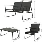 Grand patio Conversation Sets 4 Pieces, Garden Table, 2 Chairs, Loveseat, Waterproof, Breathable, Garden Furniture Sets for Outdoor, Backyard, Poolside (Black) - Image 3