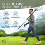 Pelle & Sol Garden Rake - 38-63 Inch Adjustable Lawn Rake for Gardening, Grass w/ 25 Tines for Yard Clean Up - Garden Rakes for Leaves, Lawn Leveller, Yard Clean Up Tool - Black - Image 3
