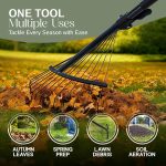 Pelle & Sol Garden Rake - 38-63 Inch Adjustable Lawn Rake for Gardening, Grass w/ 25 Tines for Yard Clean Up - Garden Rakes for Leaves, Lawn Leveller, Yard Clean Up Tool - Black - Image 4