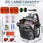 Fishing Backpack 37L Fishing Tackle Bag with Rod Holders, Waterproof Fishing Bag Backpack Multifunctional Outdoor Sling Fishing Gear Bag Breathable Storage Tackle Bag for Fishing Hiking - Image 3