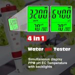 pH ppm Meter for Water,New Version TDS pH Tester, 4 in 1 Simultaneously Display TDS pH EC Temperature for Water Hydroponics,Swimming Pool,Hot tub,Home Use water - Image 3