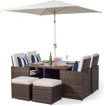 Giardino 4 Seater Square Rattan Dining Set | Outdoor Garden Table & Chairs with Parasol | Patio Conservatory Wicker Furniture Set & Cover - Image 3