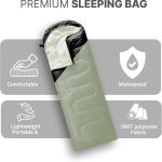 Premium Lightweight Sleeping Bag for Adults & Kids, 400 GSM, 4 Season Waterproof Sleeping Bag, Comfortable & Portable, Machine Washable, Camping & Hiking Essential - Image 3