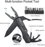 HONZIN Multitools Pliers, Foldable Multi-Purpose Stainless Steel Multifunctional Pliers Multitool with Nylon Pouch, Bottle Opener, Screwdriver, Ideal for Camping, DIY, Outdoor, Gift for Men - Image 3