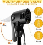 Hycline Bike Floor Pump with Gauge - 160 PSI High Pressure Bicycle Pumps - Durable Air Pump Fits Presta & Schrader Valve - Inflator for Road MTB Tire, Ball, Balloon, Inflatables - Image 3