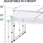 REQUISITE NEEDS Indoor Outdoor (4ft) Folding Camping Table Picnic Table with Adjustable Height, Aluminium Foldable Portable for Kitchen Garden Party Compact Small BBQ Picnic Table - Image 3