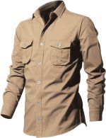 Men's Long Sleeve Safari Shirt - Casual Loose Fit, Tactical Cargo Style, Lightweight Fabric, Button Down Closure, Great for Hiking & Travel - Image 3