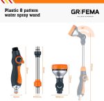 GRIFEMA GE1305 Watering Lance, Extended Hose Pipe Spray Gun with 8 Modes, Watering Wand for Hanging Basket Watering, Lawn Watering, Car Washing, Pet Bathing [Amazon Exclusive],Orange/Black - Image 3