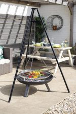 La Hacienda Tripod with BBQ Cooking Grill - Adjustable Height - Portable - Camping, Black - Image 5
