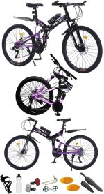 24", 26”, 27.5 Inch Mountain Bike, Foldable Adult & Teenager Bicycle, City Bike, Commuter Cycle, Unisex Men & Women MTB, Dual Suspension,19 KG Lightweight, Dual Disc Brake, 21 Speed - Image 2