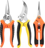 3 Pack Garden Pruning Shears, Stainless Steel Blades, Gardening Shears, Scissors, Clippers, Modern Style, Orange - Image 2