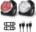 Ascher USB Rechargeable Bike Light Set, Super Bright Front Headlight and Rear LED Bicycle Light,650mah Lithium Battery,4 Light Mode Options(2 USB cables and 4 Strap Included) - Image 2