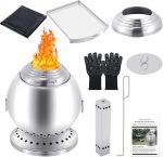 CHANGEMOORE Smokeless Fire Pit, Triple Combustion Stainless Steel Fire Pit with Wood Gasification Technology 360° Airflow, 150% Efficiency Portable Table Top Fire for Garden Camping with Gloves - Image 2