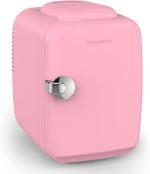 CROWNFUL Mini Fridge, 4 Liter 6 Can Portable Cooler and Warmer, Personal Fridge for Skin Care, Cosmetics, Food, Great for Bedroom, Office, Car, Dorm, ETL Listed (Matte Pink) [Energy Class A] - Image 2