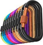 Carago Carabiner Clips with Screw Gate, 10 Pack Carabiners Hiking Clips with 7.5mm Diameter Aluminum Rod - Image 2