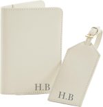 Daytripper Personalised Passport Holder & Luggage Tag, Custom Initials, Leather Luggage Set, Travel Essentials, Honeymoon, Newly Weds, Passport Cover, Travel Wallet (Oyster) - Image 2