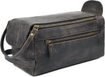 Genuine Leather Travel Toiletry Bag for Men & Women – Unisex Water-Resistant Travel Dopp Kit, Shaving Organizer & Compact Bathroom Essentials- Chalkboard Grey - Image 2
