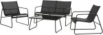 Grand patio Conversation Sets 4 Pieces, Garden Table, 2 Chairs, Loveseat, Waterproof, Breathable, Garden Furniture Sets for Outdoor, Backyard, Poolside (Black) - Image 2