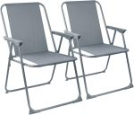 Harbour Housewares Folding Beach Deck Chairs - Grey - Pack of 2 - Metal Outdoor Patio Seat Lightweight Portable Deck Chair for Picnic, Garden, Camping, Fishing - Image 2