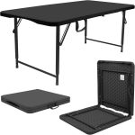 Harbour Housewares Rectangle Folding Trestle Table - 120cm (4ft) - Black - Height Adjustable Outdoor Folding Table for Picnic, BBQ, Garden, Camping, Wedding - Image 2