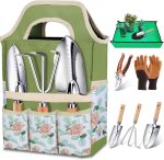 Kynup Garden Tools Set, 7-Piece Heavy-Duty Stainless Steel Gardening Set with Tote Bag, Non-Slip Ergonomic Wood Handle Gardening Tools, Garden Gifts for Women/Men - Image 2