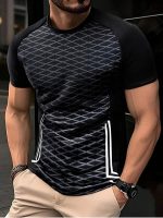 Mens Athletic Shirt Short Sleeve Shirt Ideal for Sports and Casual Wear Breathable and Lightweight Performance Apparel, Black3, Large - Image 2