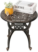 Outdoor Cast Aluminium Side Table, Patio Side Table, Backyard, Pool, Indoor, Easy Maintenance, Weather Resistant Coffee Table, Porch Table, Bistro Table (47Round Antique Copper) - Image 2