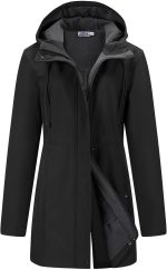 Outdoor Ventures Softshell Jacket Ladies Rain Jacket Functional Rain Coat Windbreaker Waterproof Hiking Jacket Breathable Outdoor Jacket with Hood for Spring Fall Winter - Image 2