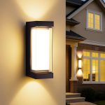 Outside Wall Lights Mains Powered, Up and Down Front Door Lights 16W, IP65 Waterproof External Lamp Porch Light Front Door Wall Sconce (Black-Square, 1 Pack) - Image 2