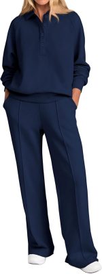 PRETTYGARDEN Women's Pc035 Button Sweatsuit - Image 2