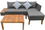 Panana Rattan Garden Outdoor Sectional Corner Sofa and Wooden Table Outdoor Lounge Furniture Set with Cushions Patio Backyard Poolside - Image 2