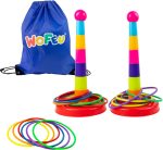 Ring Toss Game for Kids with 18 Throwing Rings and Travel Bag, Colorful Tossing and Active Play Set,Garden Games Outdoor Play Equipment for Children,Quick Setup for Indoor and Outdoor Use - Image 2