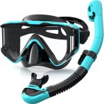 Snorkel Set Adults, 3 Window Panoramic View Snorkel Mask Anti-Fog, Leak-Proof Scuba Diving Mask with Mesh Bag, Dry Top Mask and Snorkel Set for Adult and Teen - Image 2