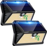Solar Lights Outdoor Garden 185 LED Motion Sensor Security Lights, Solar Powered Wall Lighting with 3 Modes, IP65 Waterproof, Ideal for Patio, Fence, Driveway – 2 Pack Warm White - Image 2