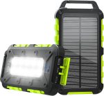 Solar Power Bank 26800 mAh PD 15 W Portable Solar Charger USB C Outdoor Waterproof External Battery with LED Light and 3 Outputs for Tablets Smartphones Outdoor Camping and More Green - Image 2