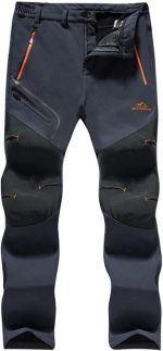 TACVASEN Men's Outdoor Winter Trousers Fleece Softshell Trousers Water-Resistant Hiking Trousers with Zip Pockets - Image 2
